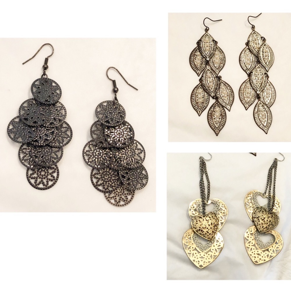 BUNDLE of 3 90s Y2K Lightweight Chandelier Earrings Everyday Accessory